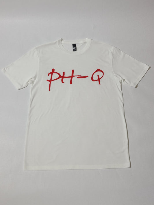 White with Large Red Print