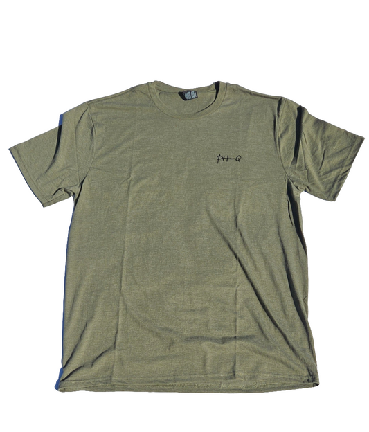 Military Green with small letters on left chest