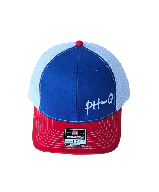 Richardson 112 - Royal / White / Red with White Print Left Panel