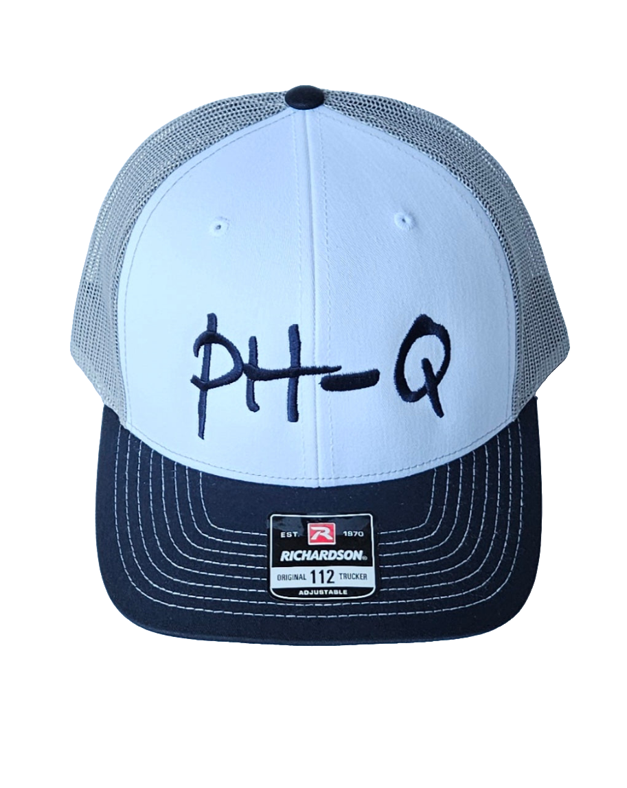 Richardson 112 - White/ Aluminum / Navy with Navy Large Print